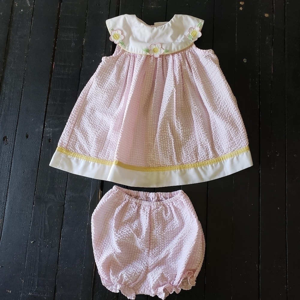 B.T. Kids Baby Girl 24 Months Two Piece Outfit Pink White Gingham Plaid Sailor
